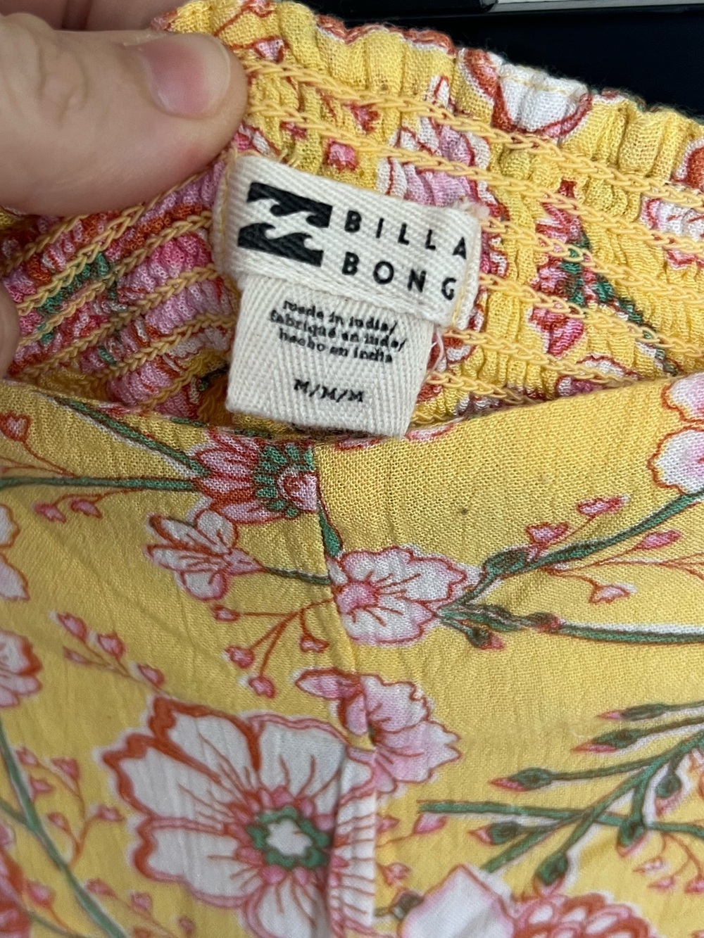 Billabong Women's Floral Wide-Leg Pants Yellow Pink White Green with slits - Picture 2 of 4